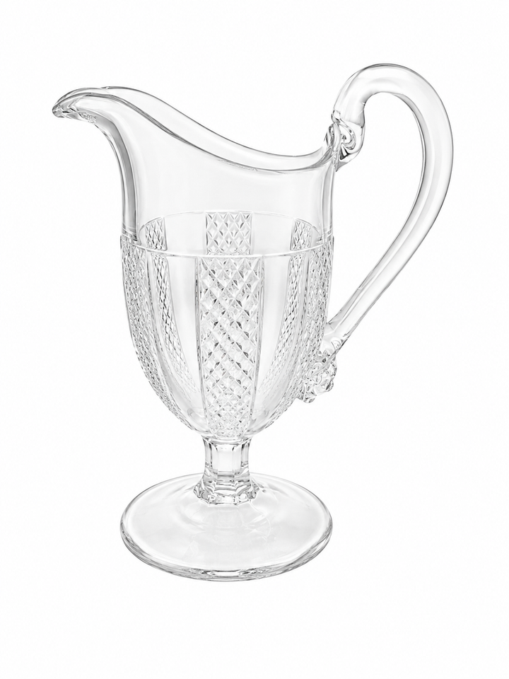 Vintage Glass etched pedestal glass