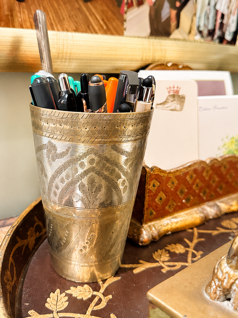 Brass/silver etched cup