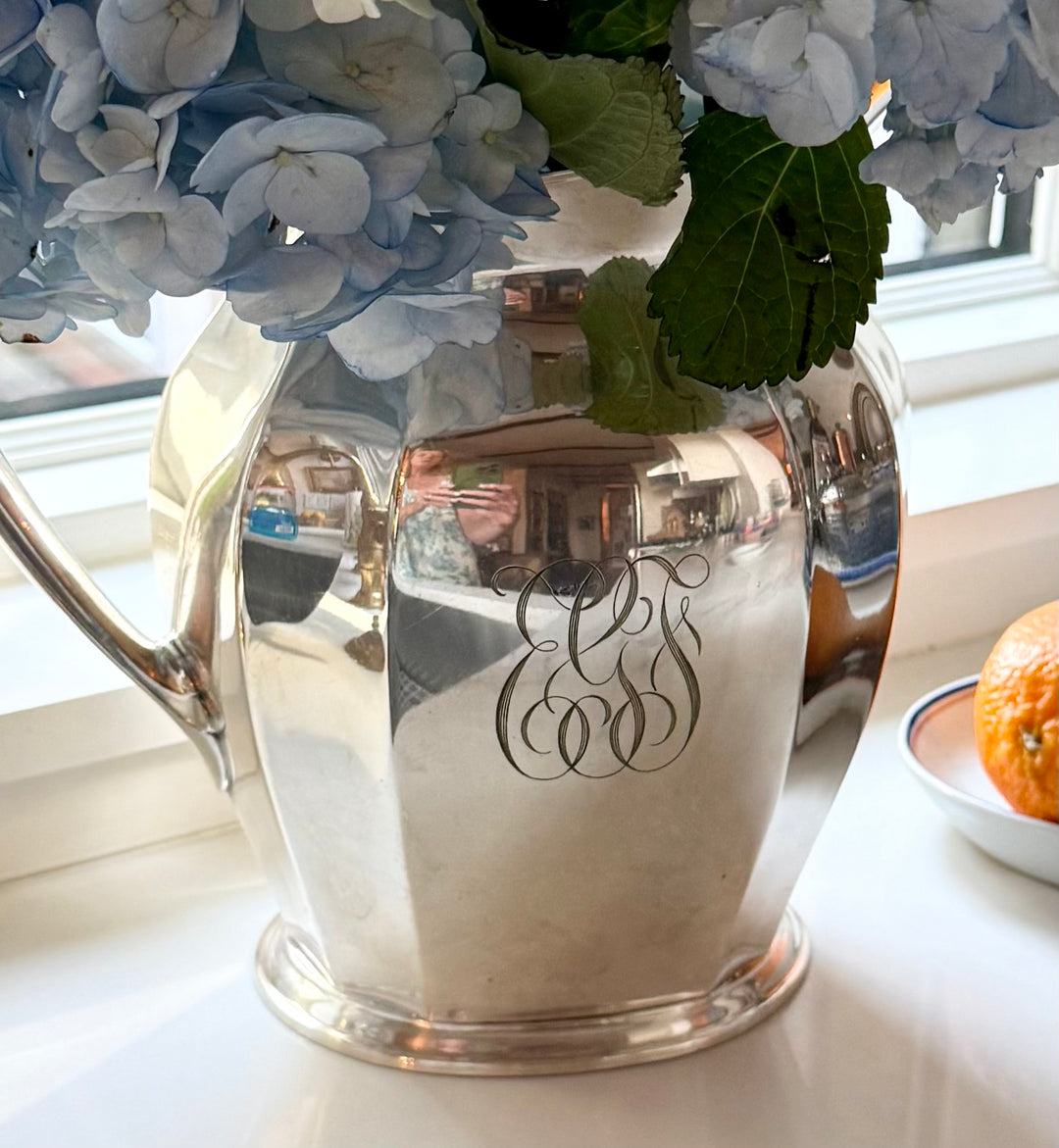 Gorgeous Silver Plate Pitcher with Monogram