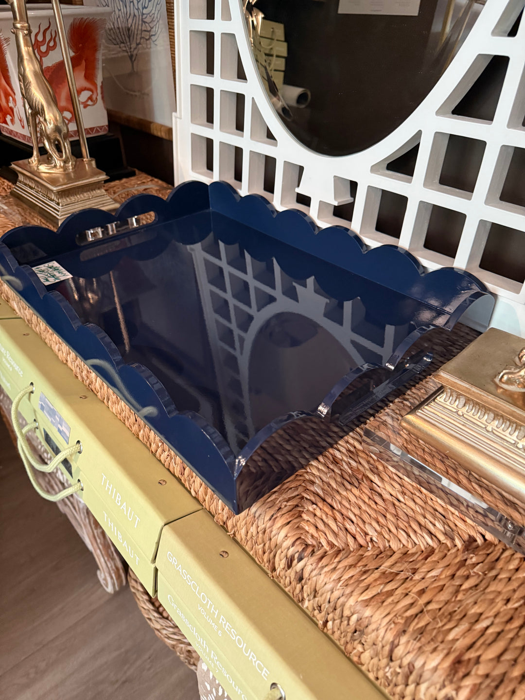 Blue Scalloped Lacquered Tray