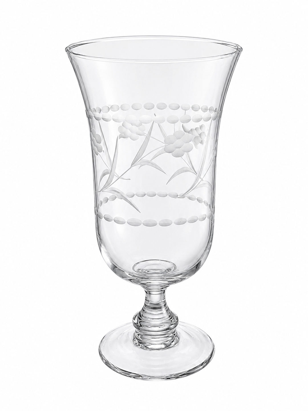 Vintage Glass etched pedestal glass