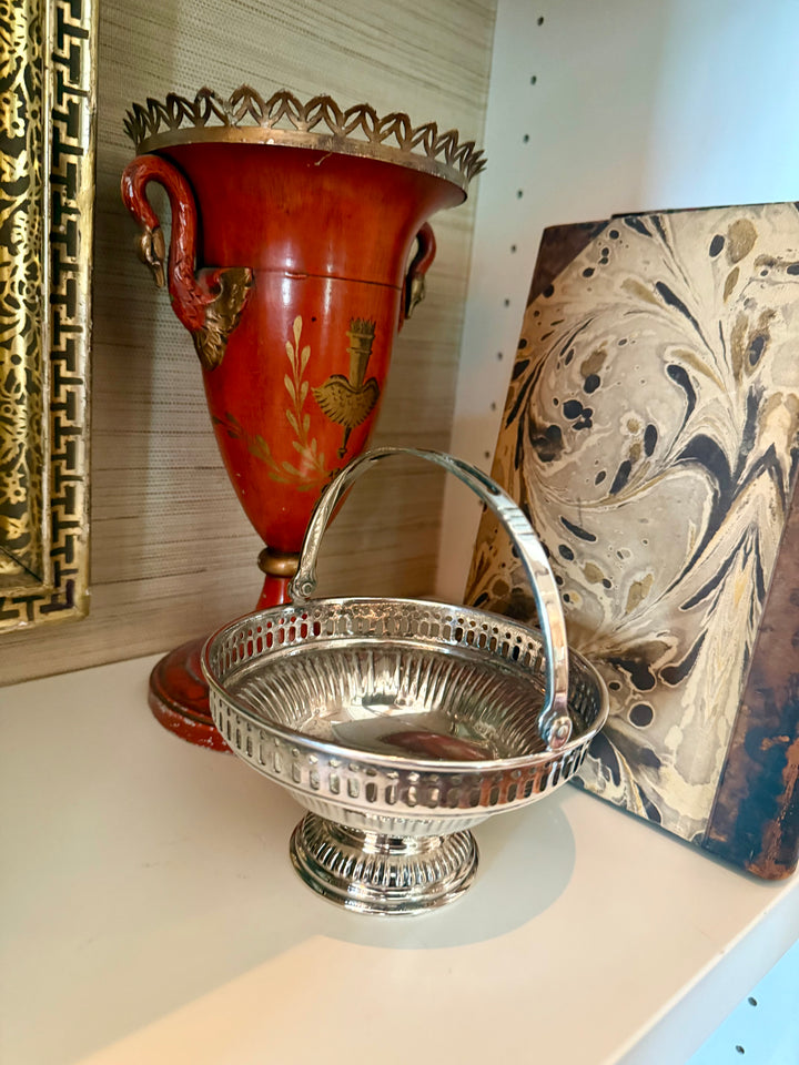 Small silver plate basket with handle