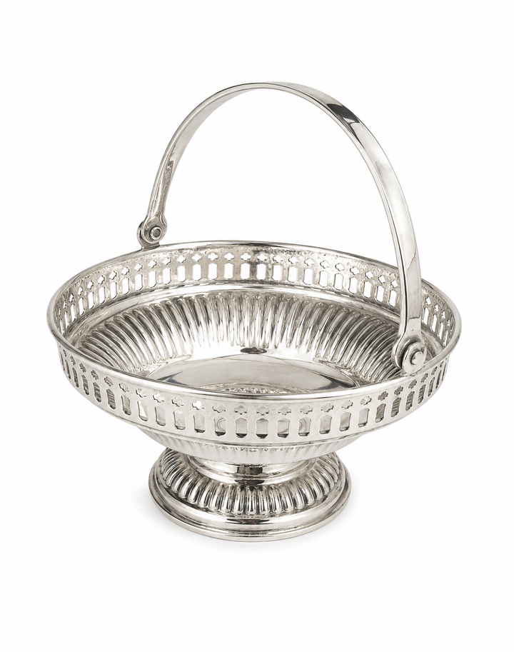 Small silver plate basket with handle
