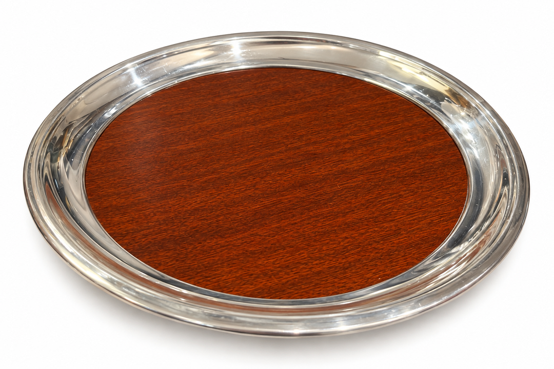 Silver Bar tray with wood laminate
