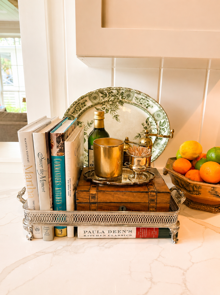 Repurposed footed silver plate casserole base