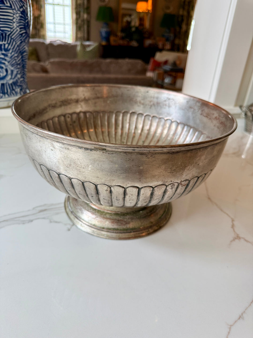 Silver on Copper Trophy Pedestal Bowl