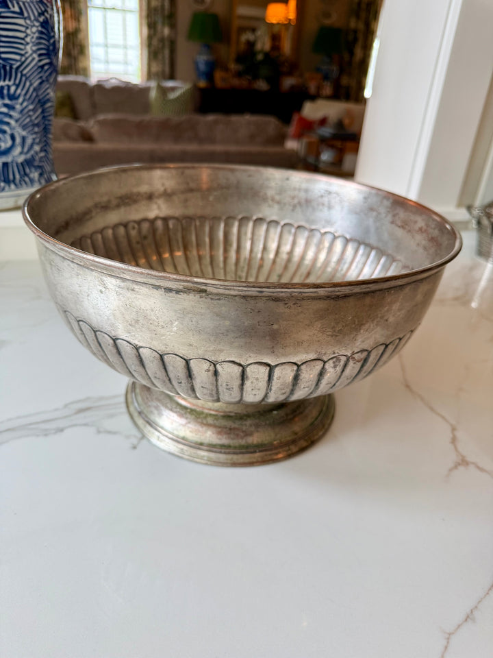 Silver on Copper Trophy Pedestal Bowl