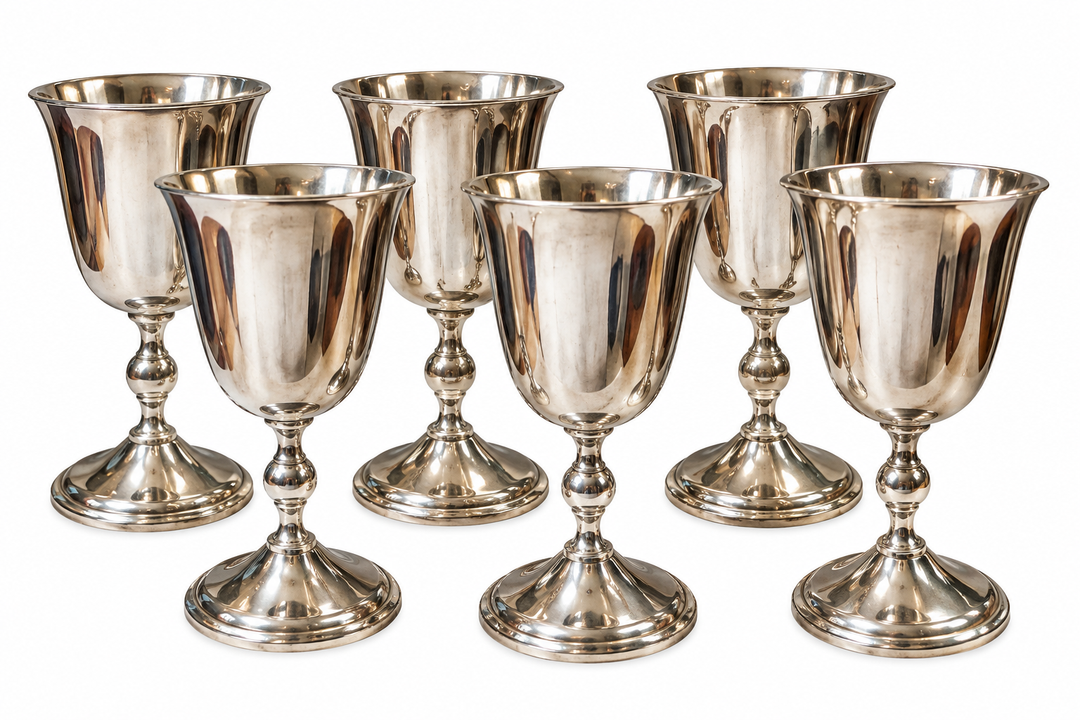 Set of 6 vintage silver plate goblets