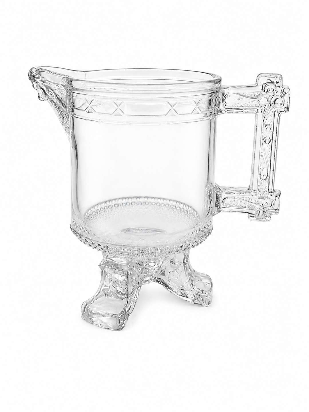 Vintage Glass etched pedestal glass