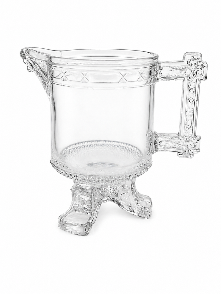 Vintage Glass etched pedestal glass