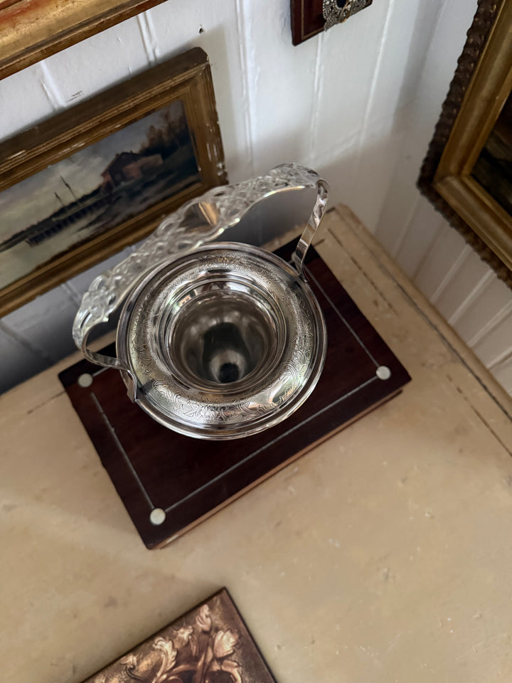 Silver Plate Pedestal Basket Vase