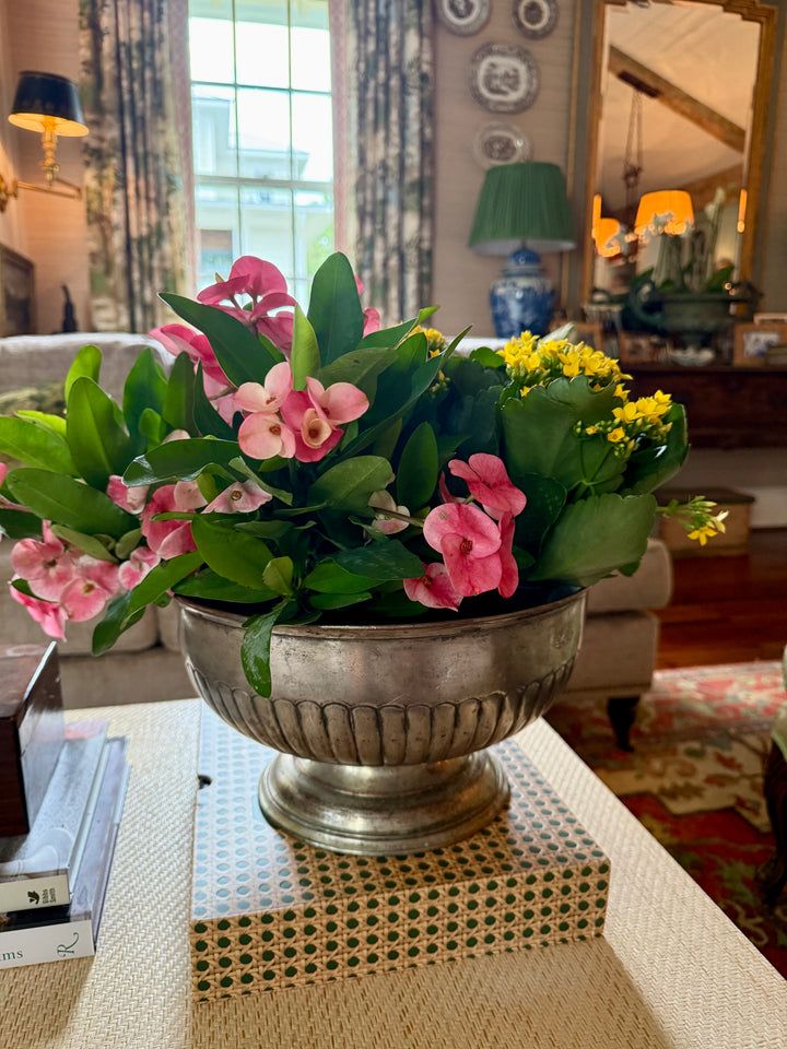 Silver on Copper Trophy Pedestal Bowl