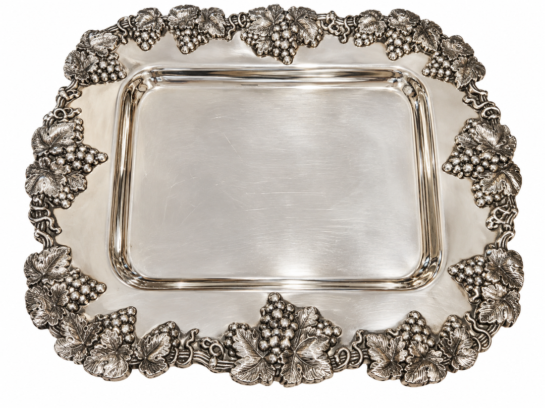Petite Silver plate Vanity Tray with grape design
