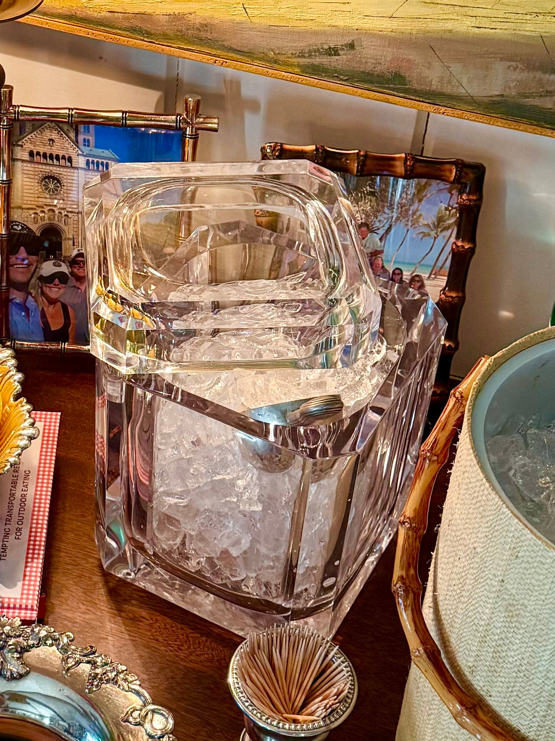 Mid Century Lucite Ice Bucket