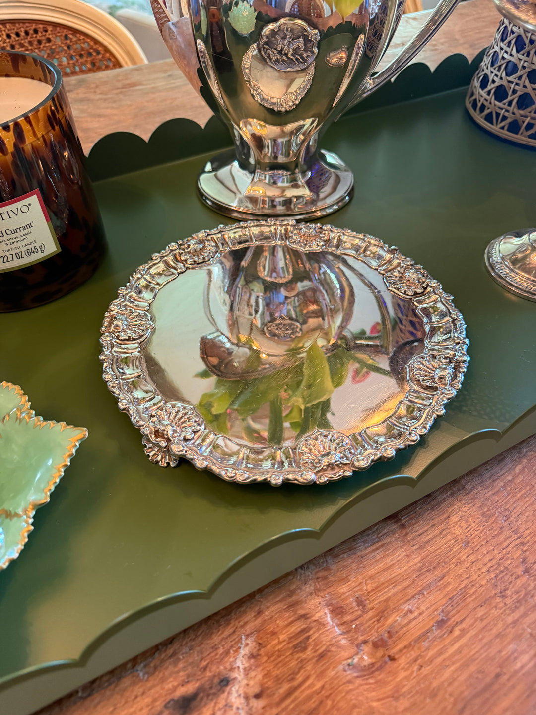 Footed Silver Plate Pedestal Tray