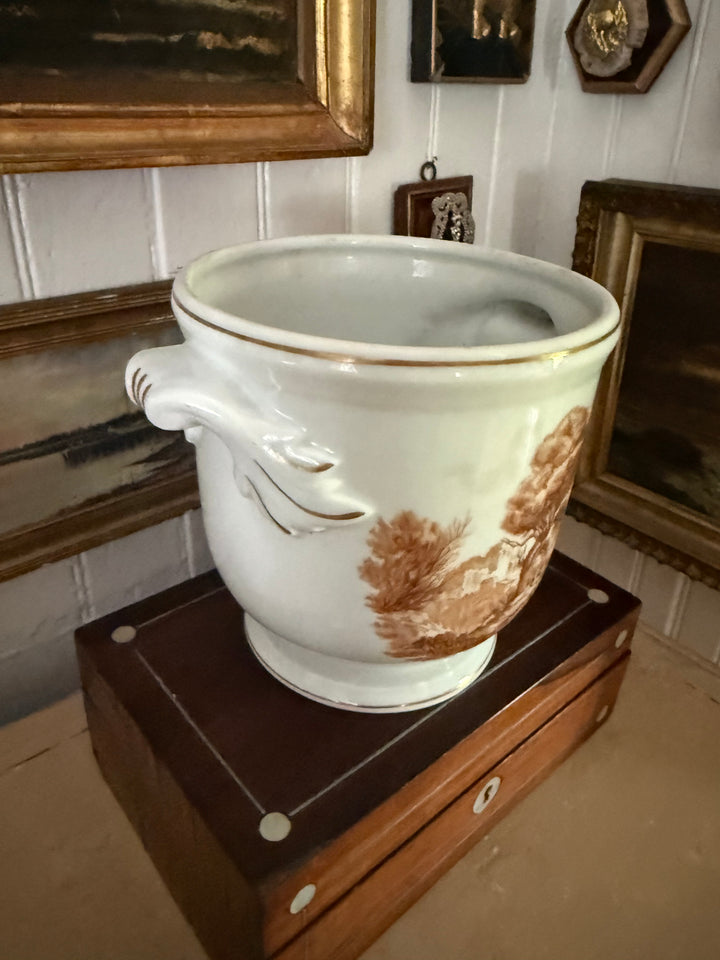 Porcelain Brown and White Planter