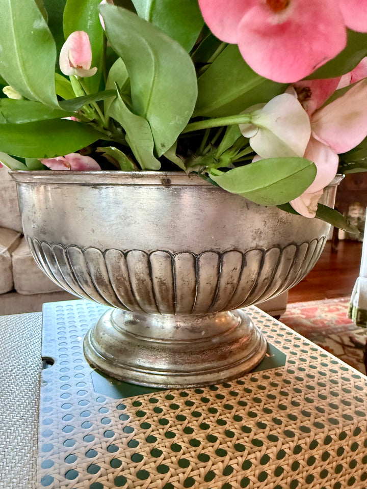 Silver on Copper Trophy Pedestal Bowl