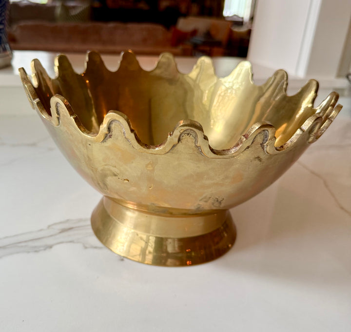 Scalloped Brass Pedestal Bowl