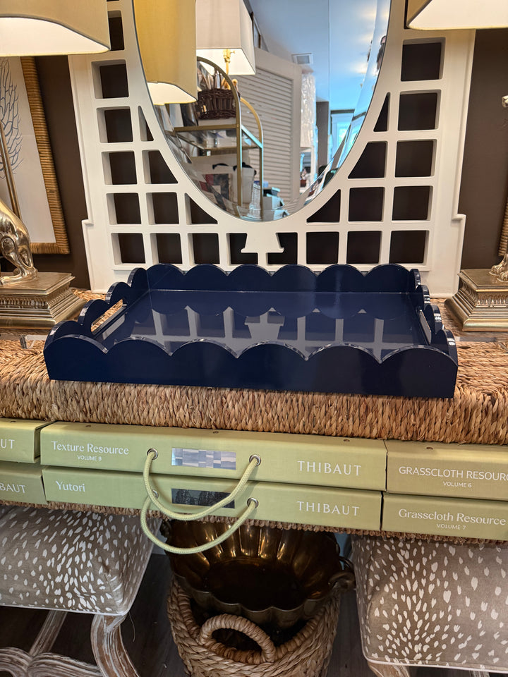 Blue Scalloped Lacquered Tray