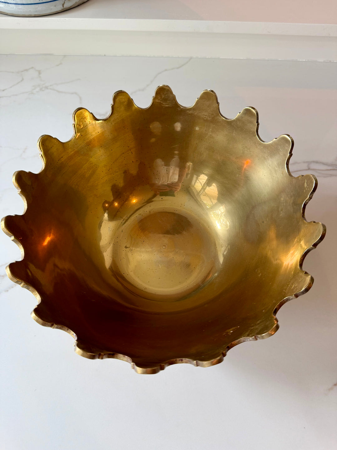 Scalloped Brass Pedestal Bowl