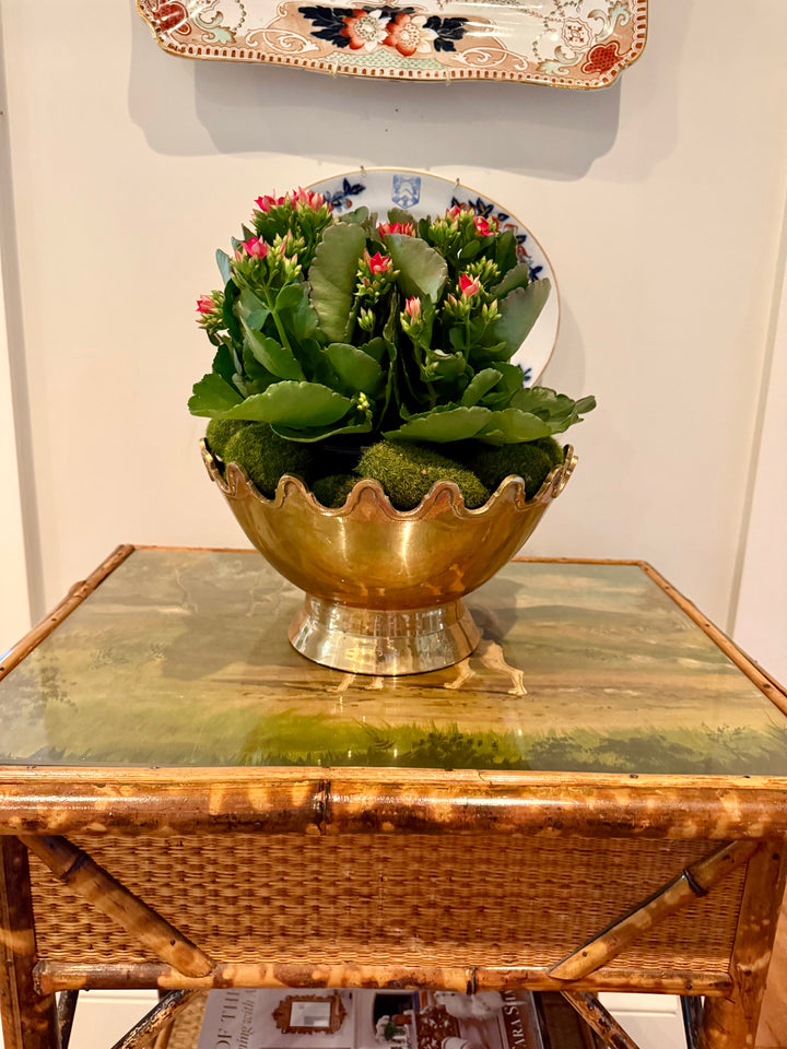 Scalloped Brass Pedestal Bowl