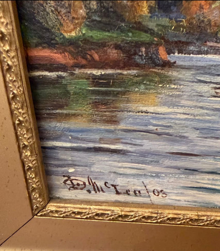 Original Oil seascape Scottish c.1841 “Bywell Castle on the River Tyne”
