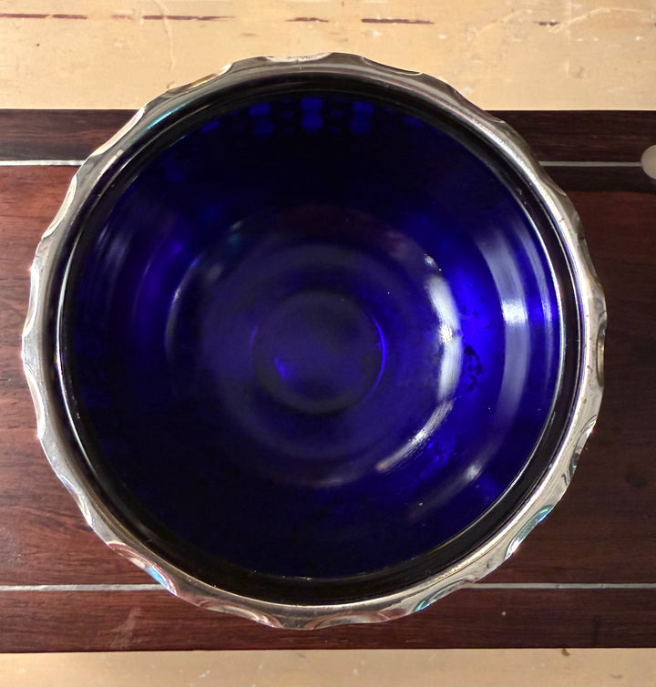 Antique Dish with Cobalt Blue Insert