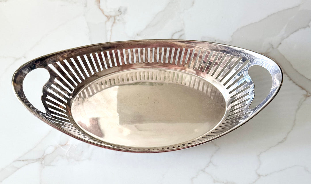 Oval sheffield Gallery silver plate tray