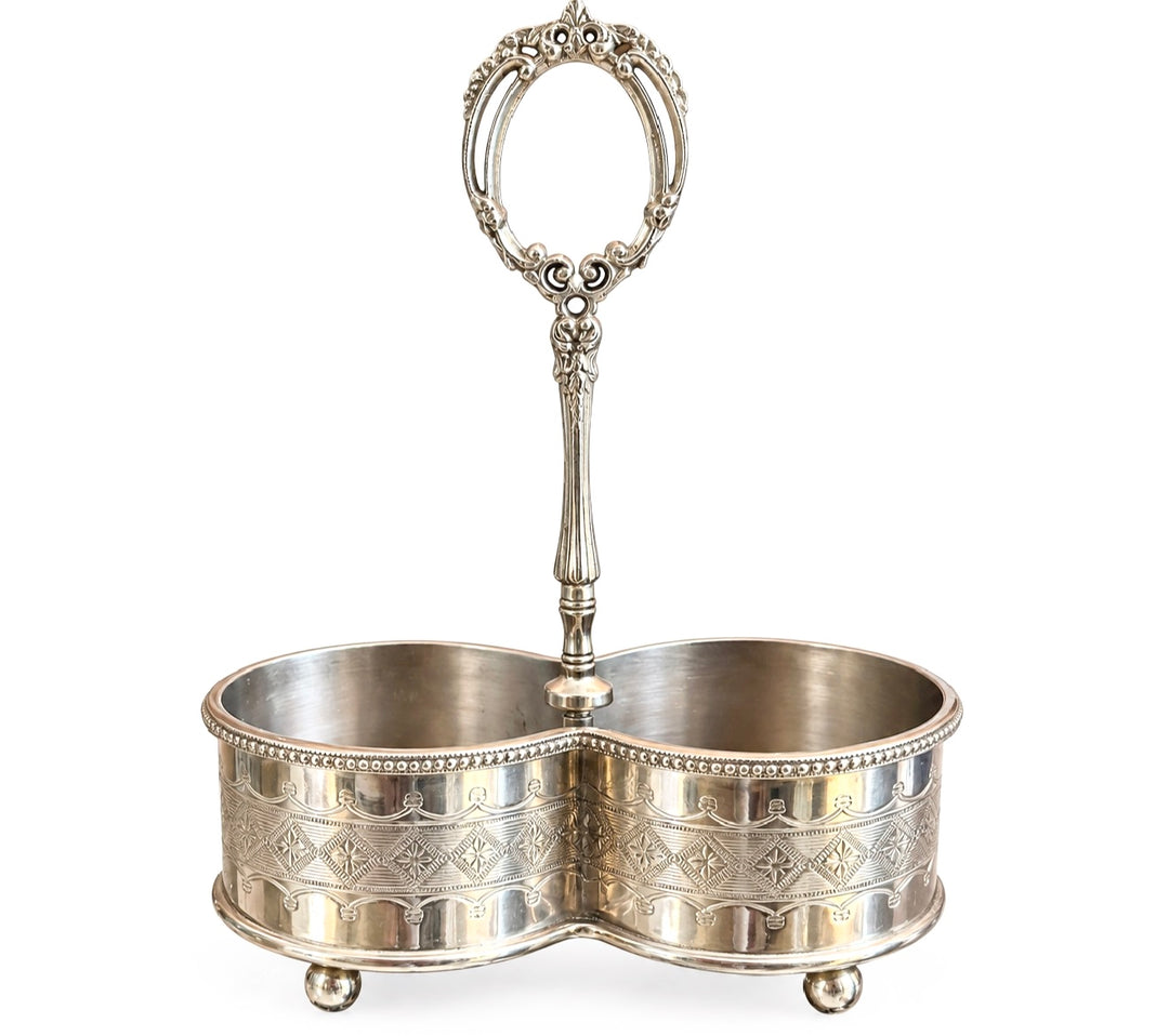 Footed silver plate holder