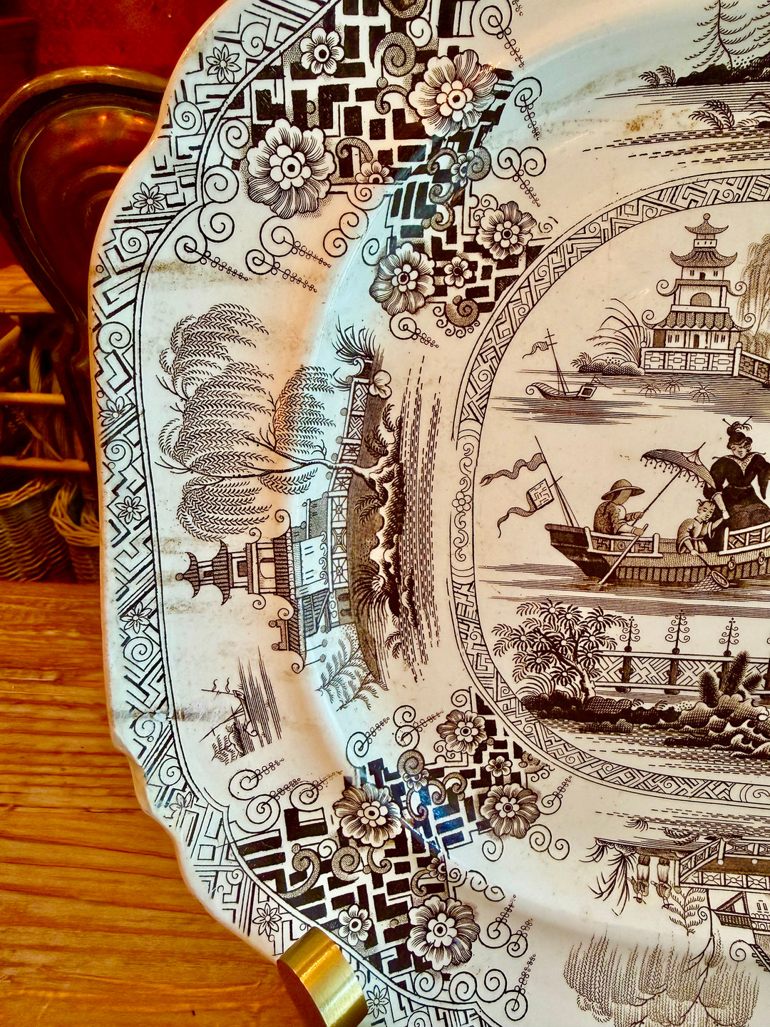 Chinoiserie Brown & White platter