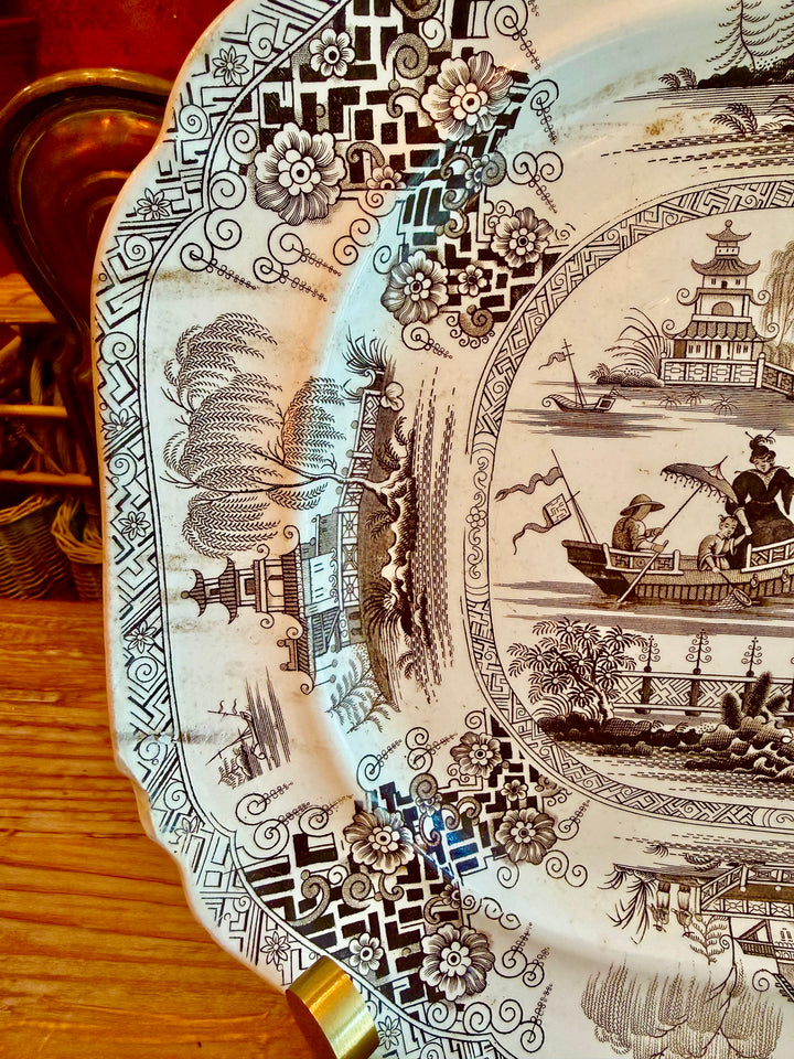 Chinoiserie Brown & White platter