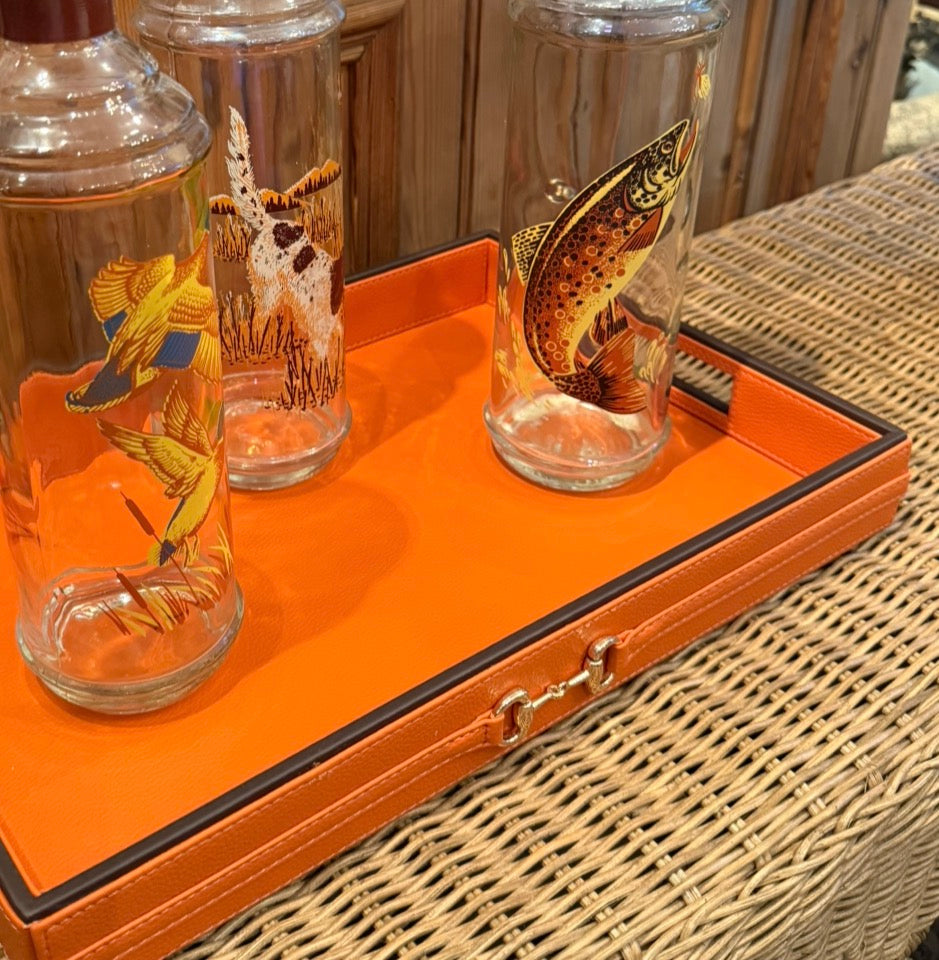 Orange Leather Horsebit Tray