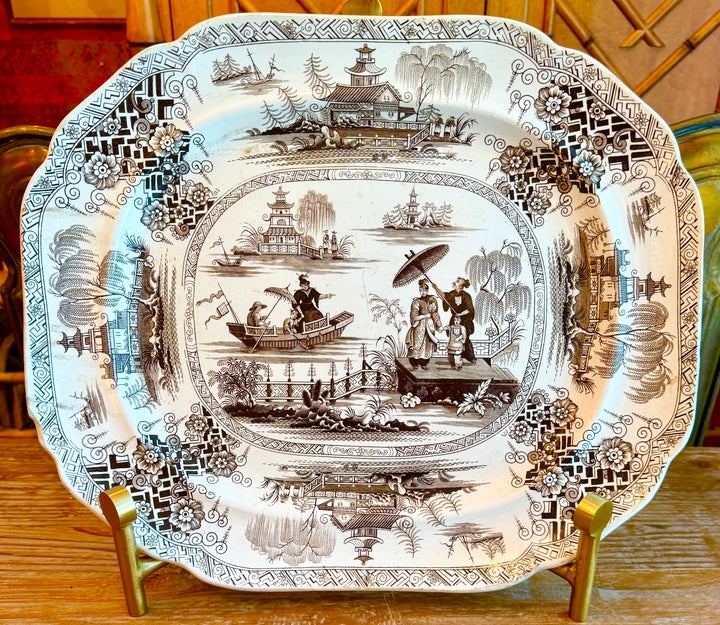 Chinoiserie Brown & White platter