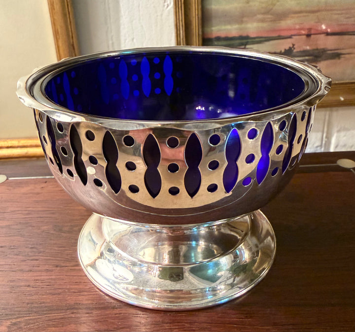 Antique Dish with Cobalt Blue Insert