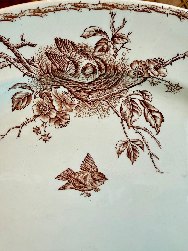 Brown & white Transferware platter