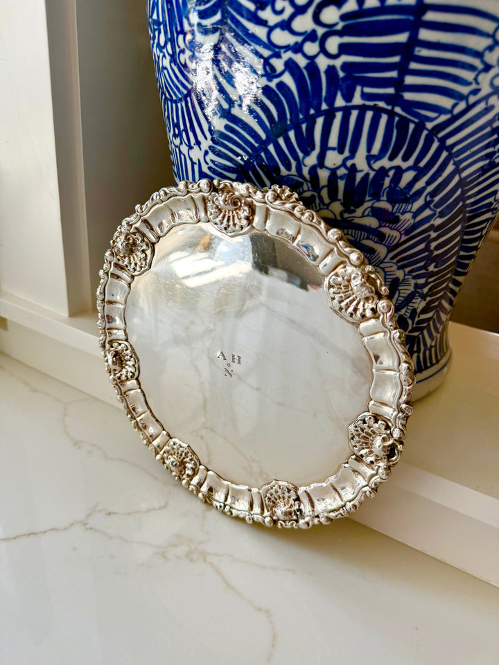 Footed Silver Plate Pedestal Tray