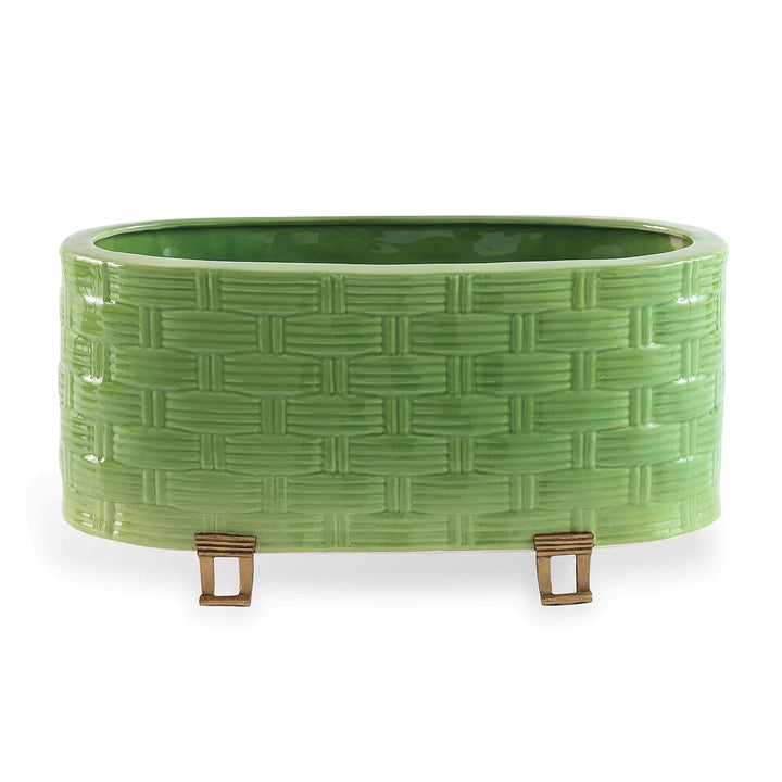 Basketweave Planter - Green