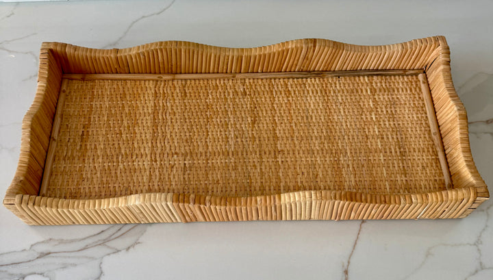 Scalloped Wicker Tray