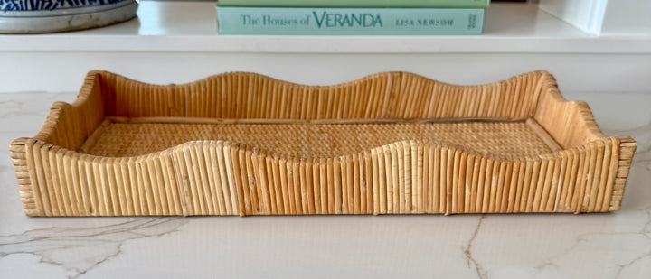 Scalloped Wicker Tray