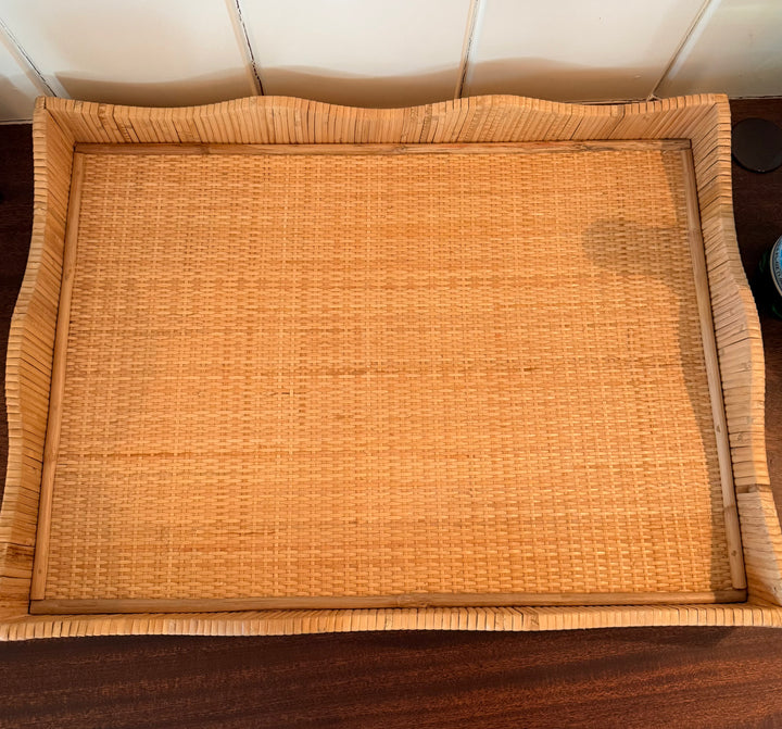 Large Wicker Scalloped Tray