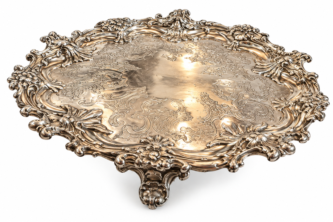 Silver plate petite footed vanity tray