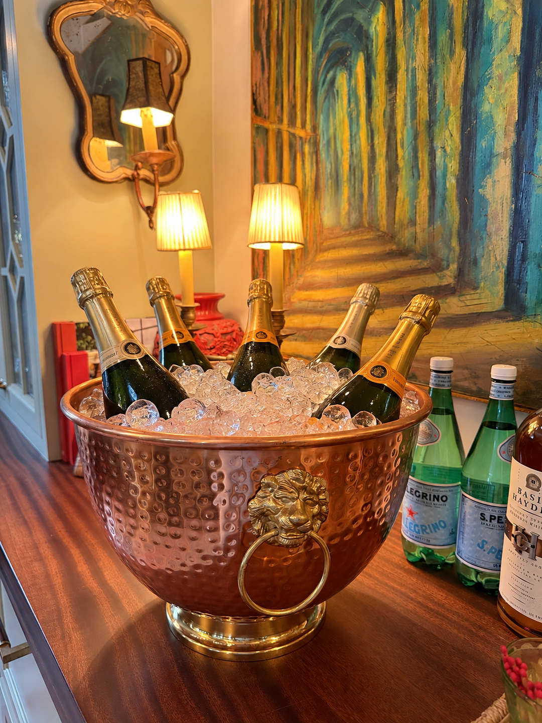 Fabulous copper wine chiller with brass accents