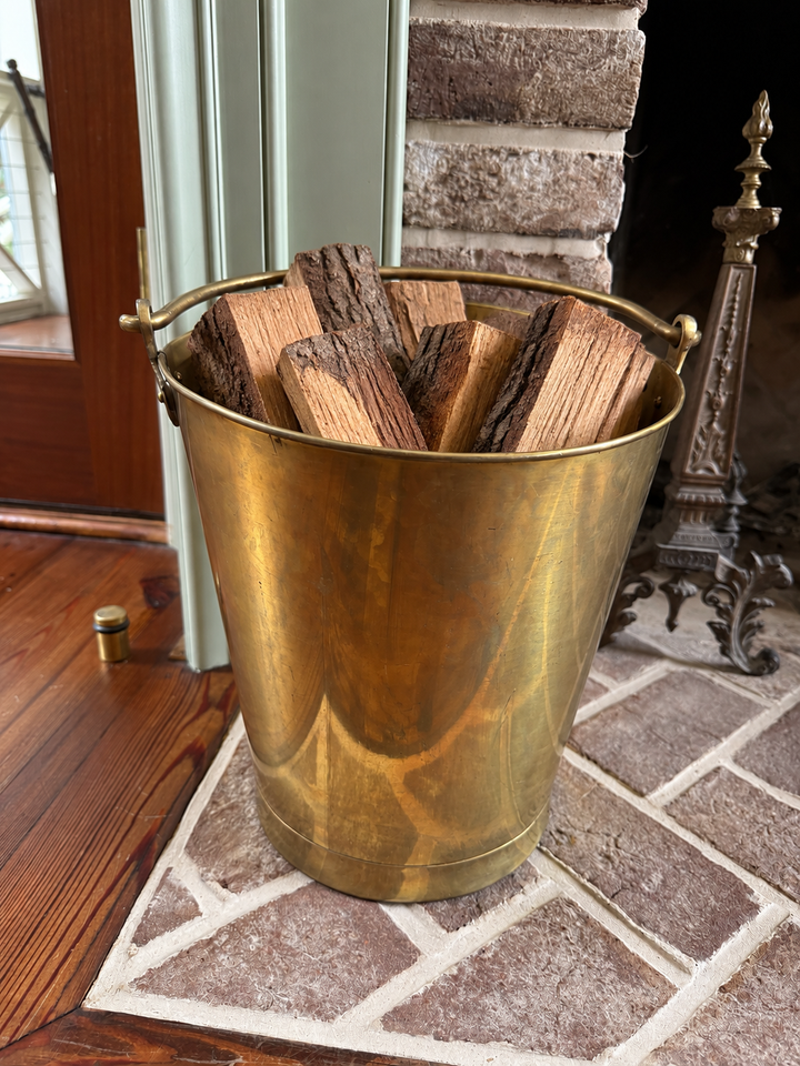 Brass fireside bucket with handle