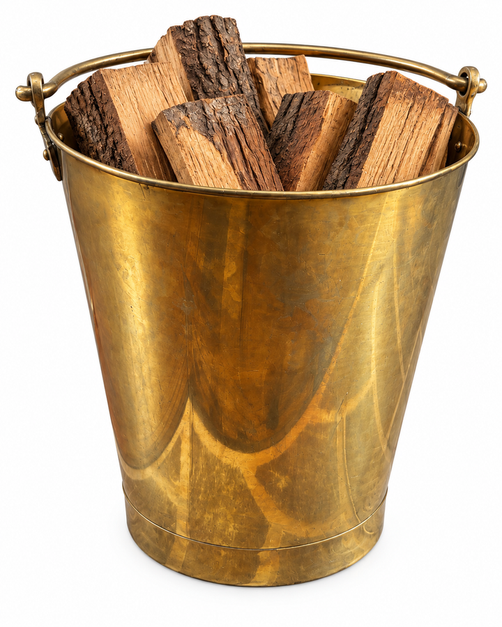 Brass fireside bucket with handle