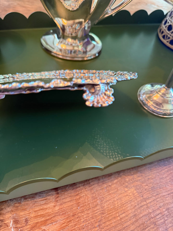 Footed Silver Plate Pedestal Tray