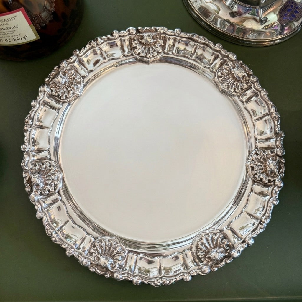 Footed Silver Plate Pedestal Tray