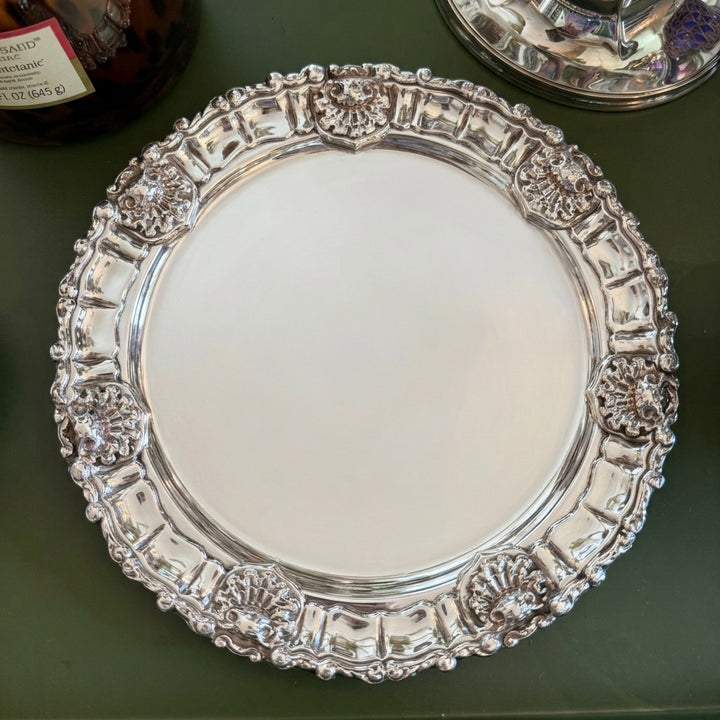 Footed Silver Plate Pedestal Tray