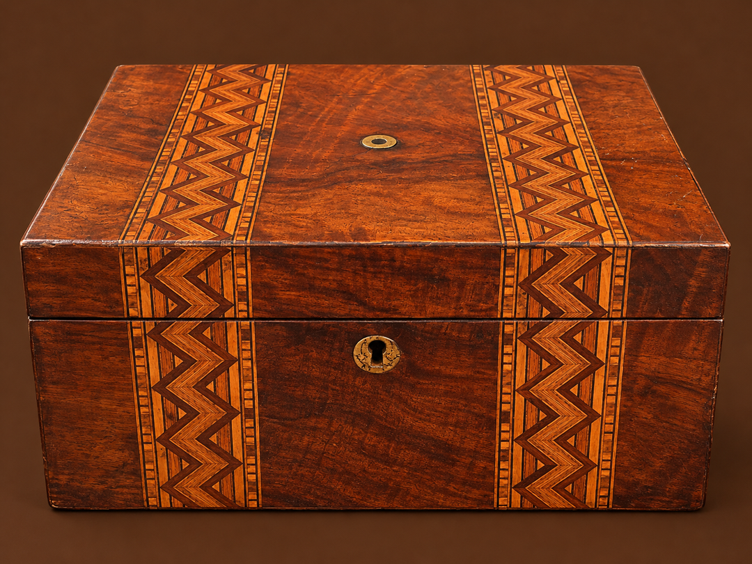 Inlaid 19th century mahogany English box