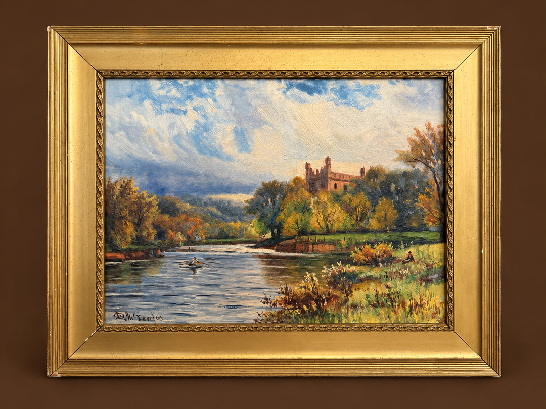 Original Oil seascape Scottish c.1841 “Bywell Castle on the River Tyne”