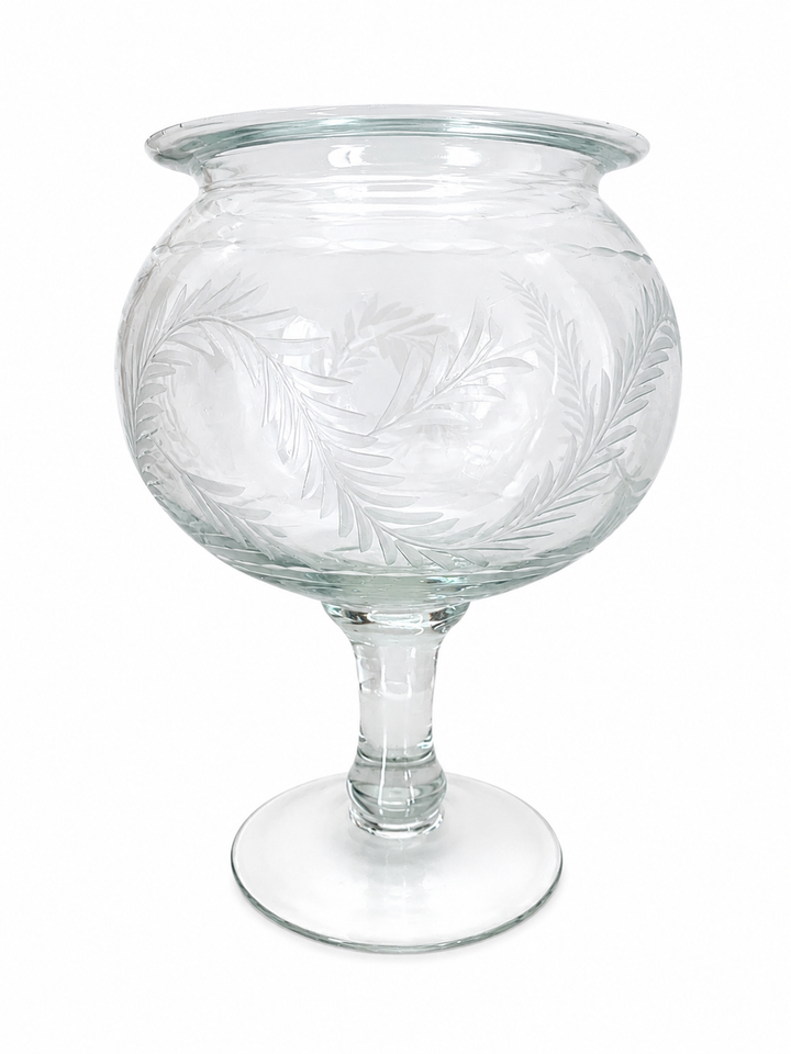 Pair of etched fern hurricanes